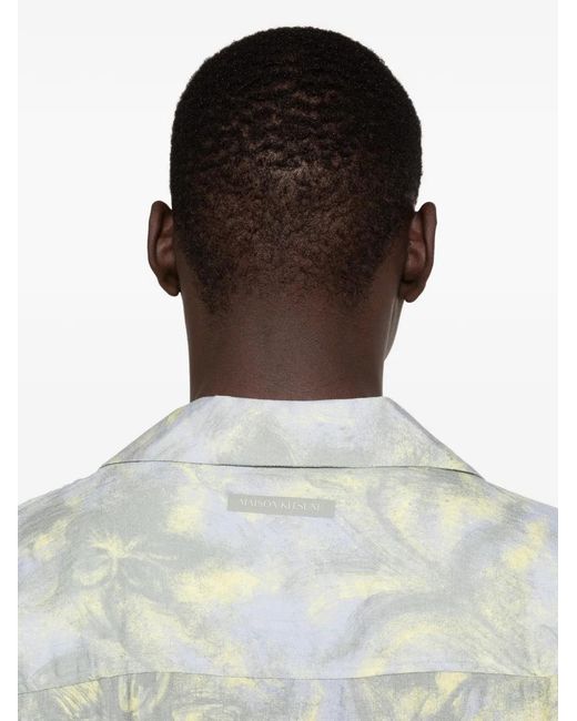 Maison Kitsuné White Floral-Print Short-Sleeve Shirt for men
