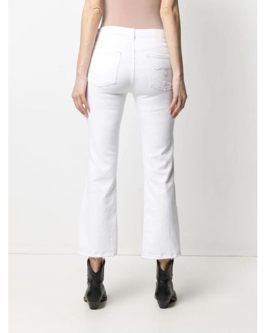 R13 White Flared Cropped Jeans