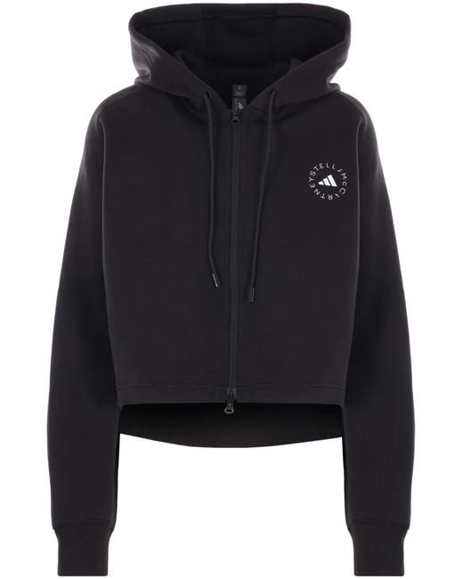 Adidas By Stella McCartney Black Logo Cropped Hoodie