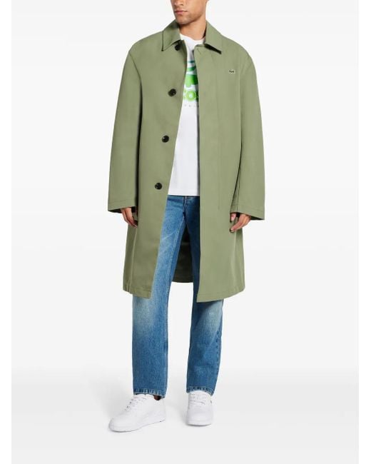 Lacoste Green Water-Repellent Windproof Trench Coat for men