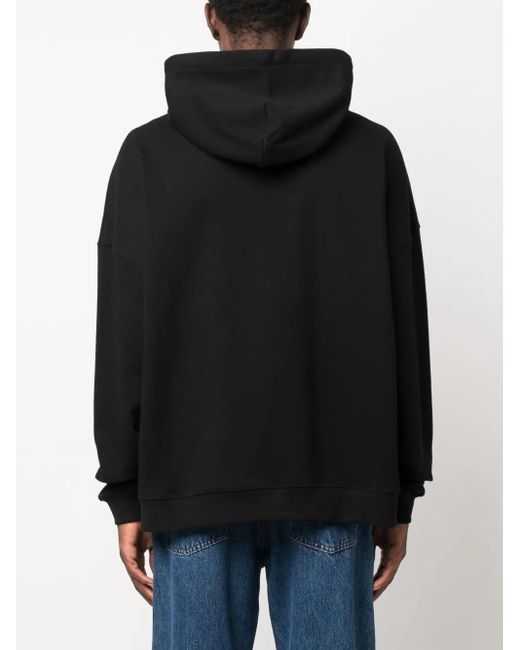Palm Angels Black Sartorial Tape Cotton Hoodie for men