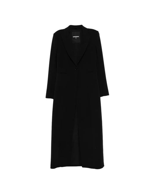 Patrizia Pepe Black Single-Breasted Long Coat