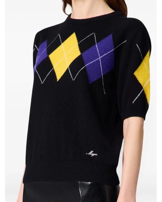 MSGM Blue Short-Sleeve Sweater