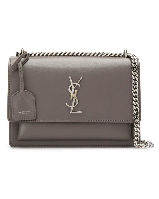 Saint Laurent Leather Medium Sunset Bag in Grey (Gray) Lyst