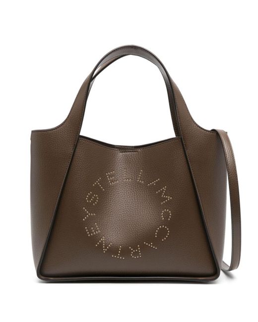 Stella McCartney Brown Logo Studded Leather Tote Bag