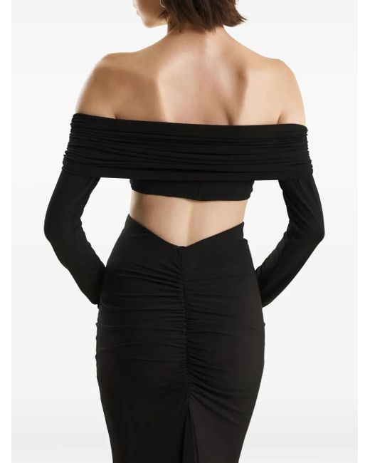2310 STUDIO Black Off-Shoulder Draped Top