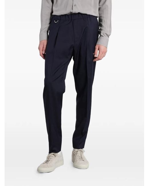Low Brand Blue Tokyo Pleated-Detail Trousers for men