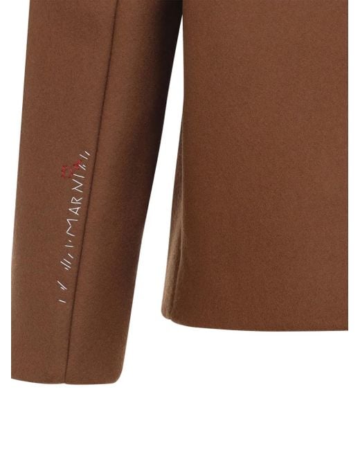 Marni Brown Textured-Collar Pocket Jacket for men