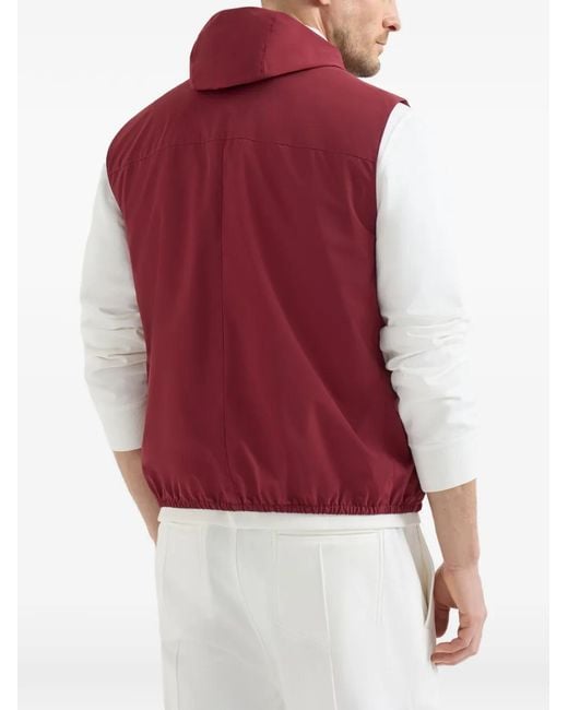 Chaleco Con Capucha Y Logo Brunello Cucinelli de hombre de color Red