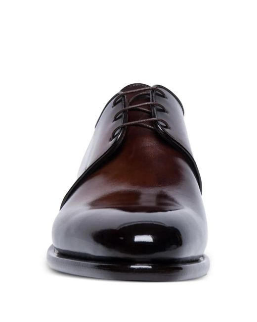 Santoni Brown Leather Derby Shoes for men