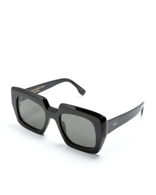 Retrosuperfuture Gray Logo-Print Square-Frame Sunglasses