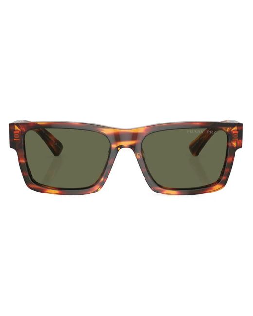 Prada Red Tortoiseshell-Effect Square-Frame Sunglasses for men