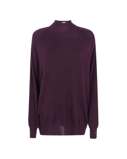 Aspesi Purple Raglan-Sleeve Turtleneck Sweater