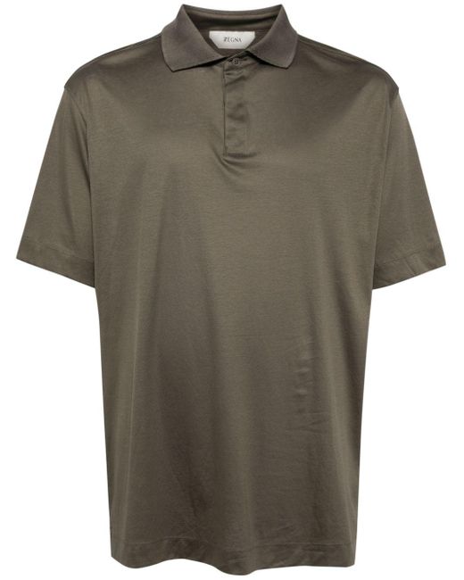 Zegna Green Short-sleeved Cotton Polo Shirt for men