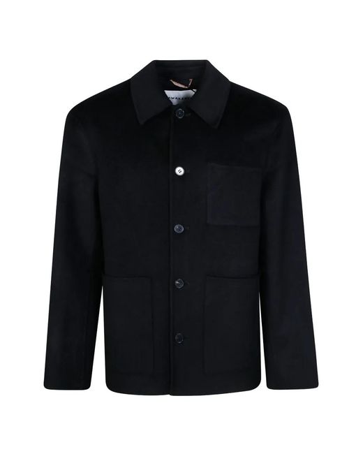 Amaranto Black Button-Up Patch-Pocket Jacket for men