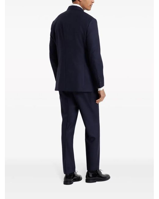 Brunello Cucinelli Blue Double-Breasted Wool Suit for men