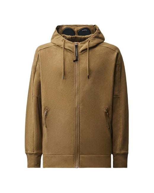 C P Company Green Hoodie Zippé À Détail De Lunettes for men