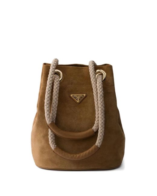 Prada Brown Medium Mariner Suede Bucket Bag