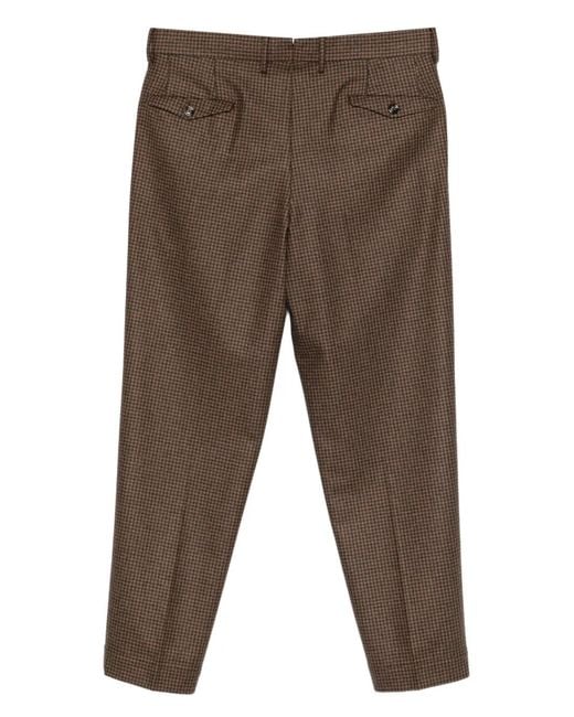 Dell'Oglio Brown Checked Trousers for men