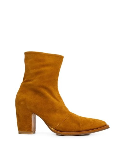 Epice Brown Zari Pointed-Toe Ankle Boots
