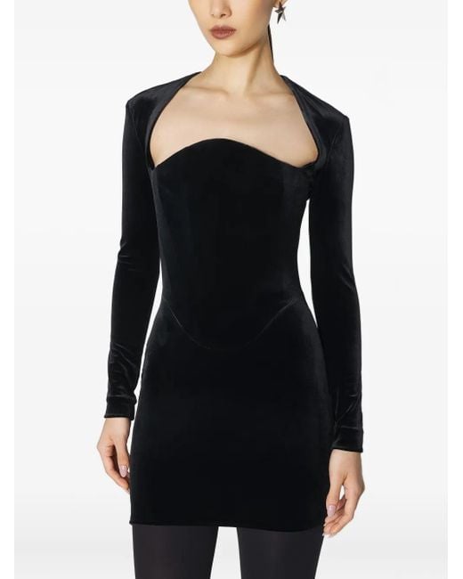 Mugler Black Long-Sleeve Mini Dress