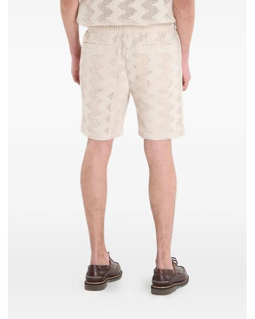 Guess Natural Zigzag-Pattern Drawstring Shorts for men