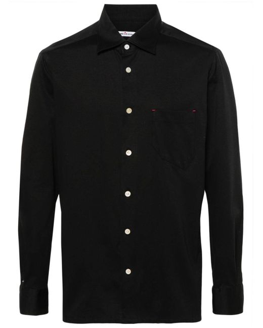 Kiton Black Classic-collar Cotton Shirt for men