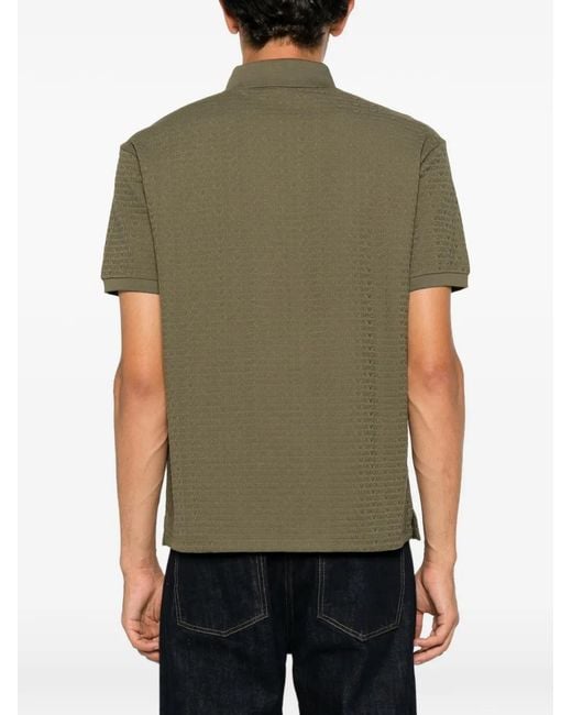 Emporio Armani Green Logo-Jacquard Short-Sleeves Polo Shirt for men