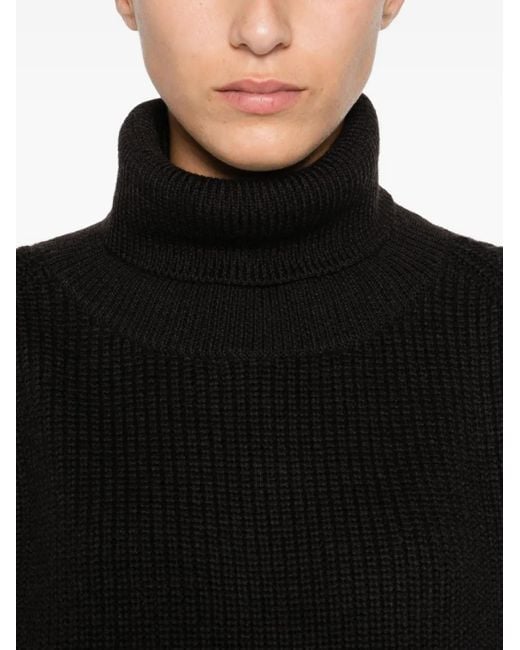 P.A.R.O.S.H. Black High-Neck Ribbed Sweater