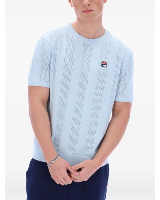 Fila Blue Skyway Corrado Knitted-Panel T-Shirt for men