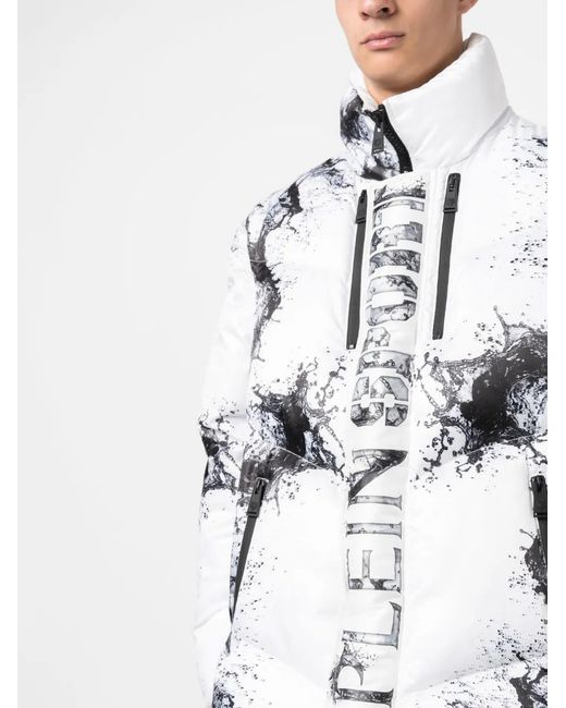 Philipp Plein White Splash Extreme Padded Jacket for men