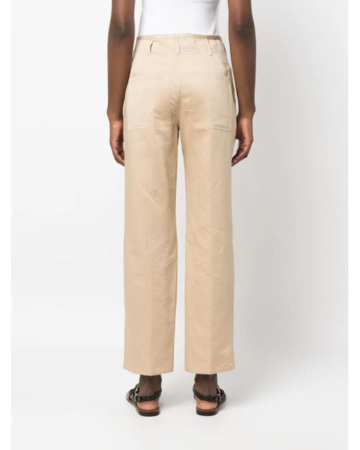 Semicouture Natural Button-Fly Straight-Leg Trousers