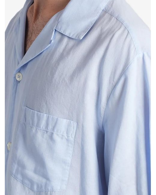Aspesi Blue Bowling Short-Sleeve Camp-Collar Shirt for men