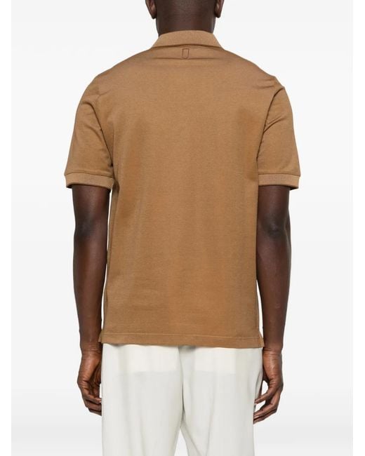Canali Brown Collar Trim Polo Shirt for men