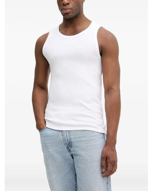 Karl Lagerfeld White Logo-Appliqué Tank Top for men
