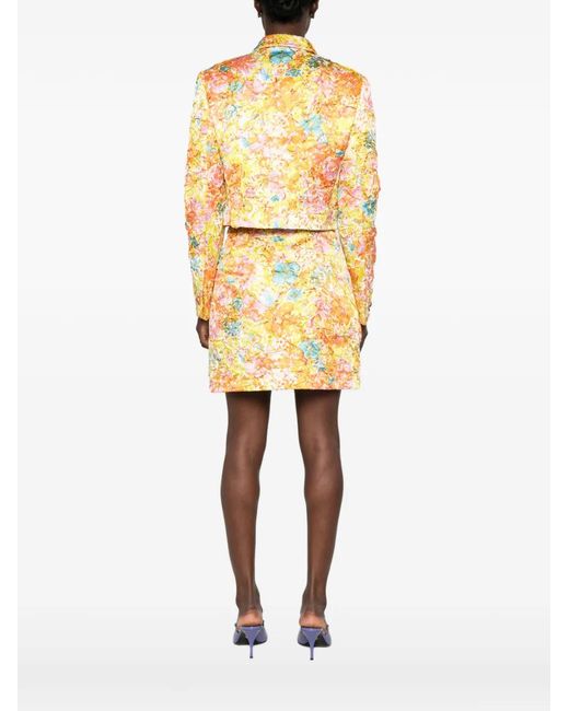 Versace Metallic Floral-Print Cropped Jacket