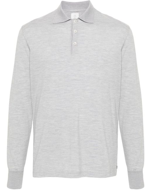 Eleventy White Mélange Long-sleeve Polo Shirt for men