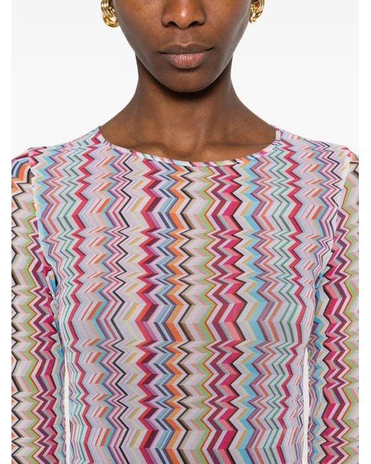 Missoni Pink Chevron-Pattern Mini Dress