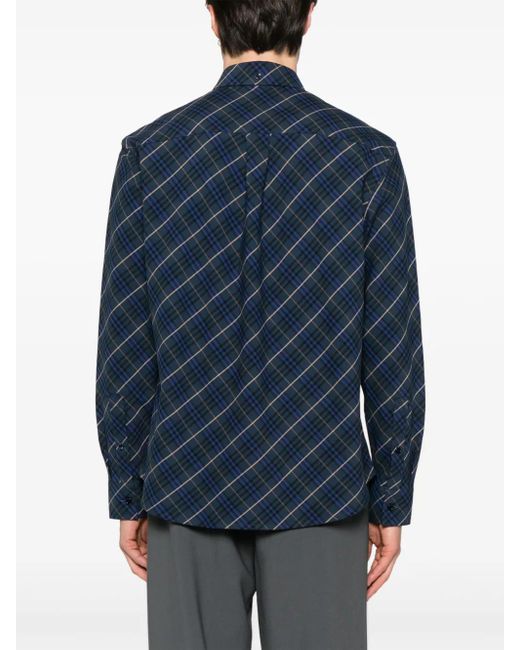 Burberry Blue Checked Shirt Jacket for men