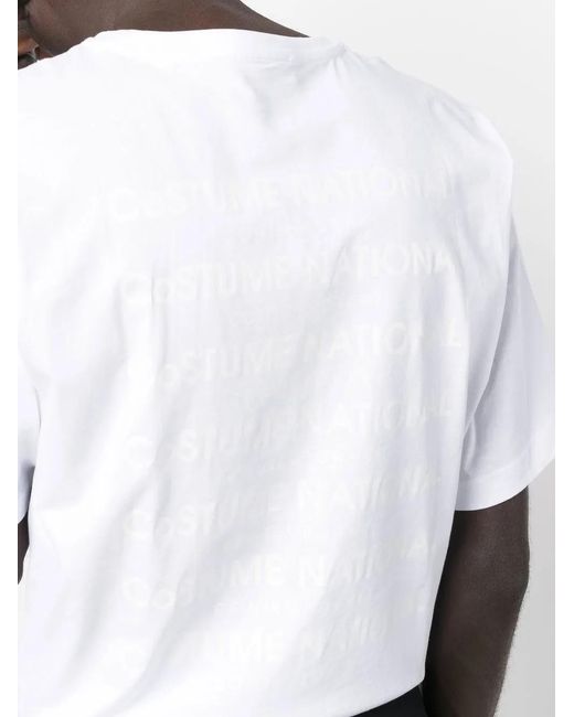 CoSTUME NATIONAL White Logo Print Short Sleeve T-Shirt for men