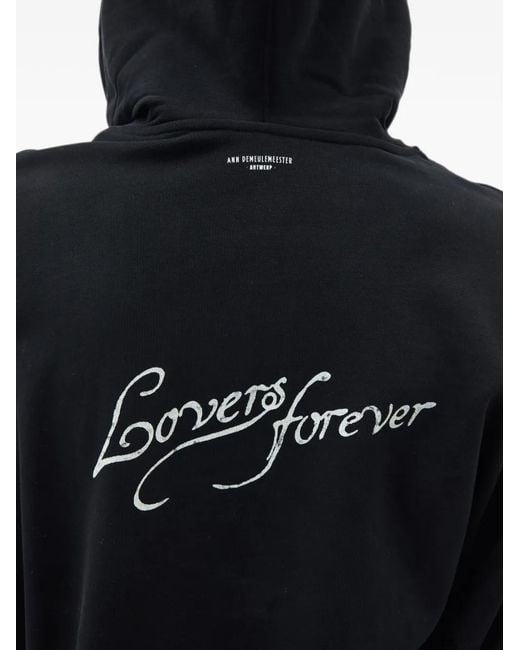 Ann Demeulemeester Blue Hoodie Bardi À Imprimé Au Dos for men
