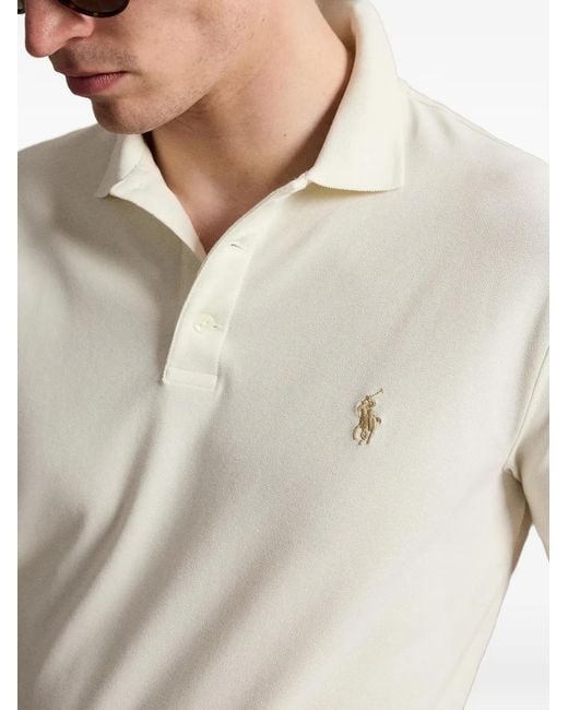 Polo Ralph Lauren White Logo Embroidered Polo Shirt for men