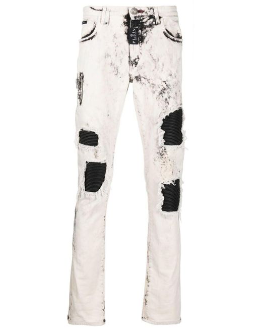 Distressed Jeans in White for Men 