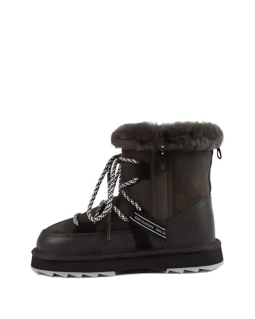 EMU Black Blurred Lace-Up Boots