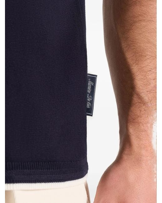 Manière De Voir Blue Wyatt Contrast-Trim T-Shirt for men