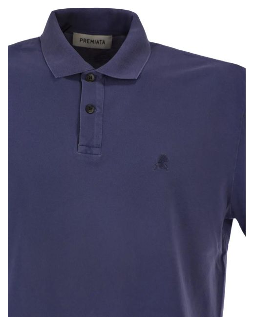 Premiata Blue Embroidered-Logo Polo Shirt for men