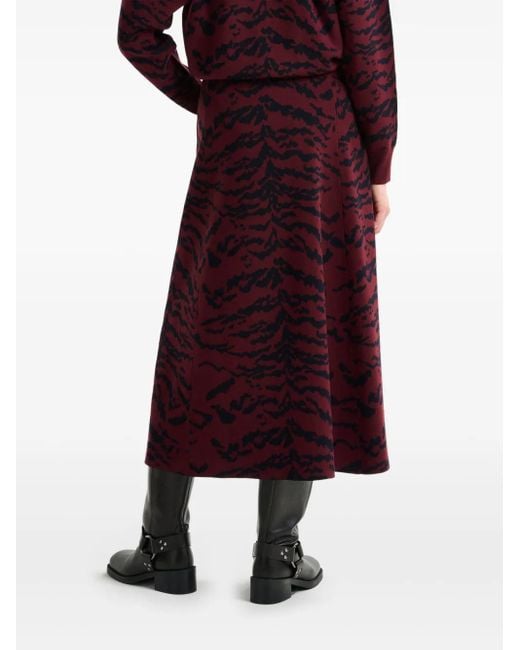 Essentiel Antwerp Purple Tiger-Print Midi Skirt