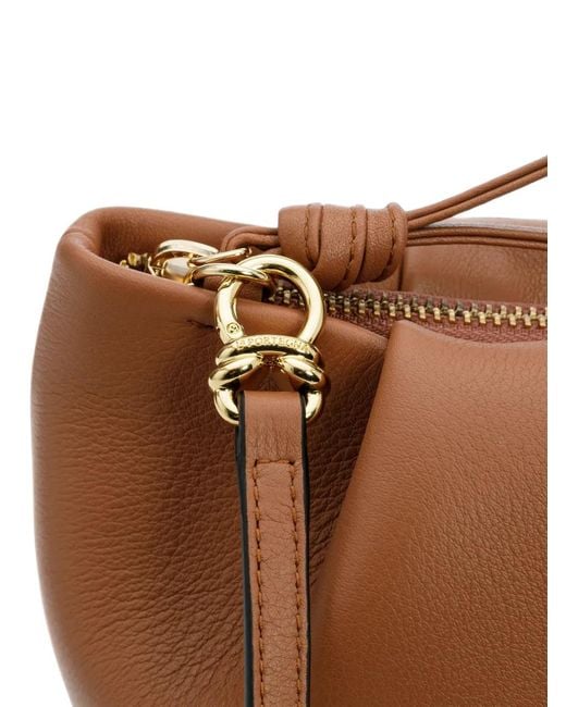 La Portegna Brown Marta Leather Shoulder Bag