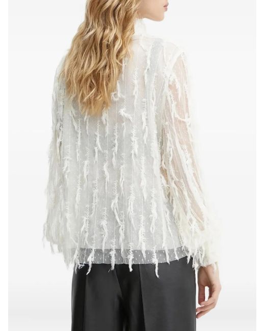 Munthe White Frayed-Edge Blouse
