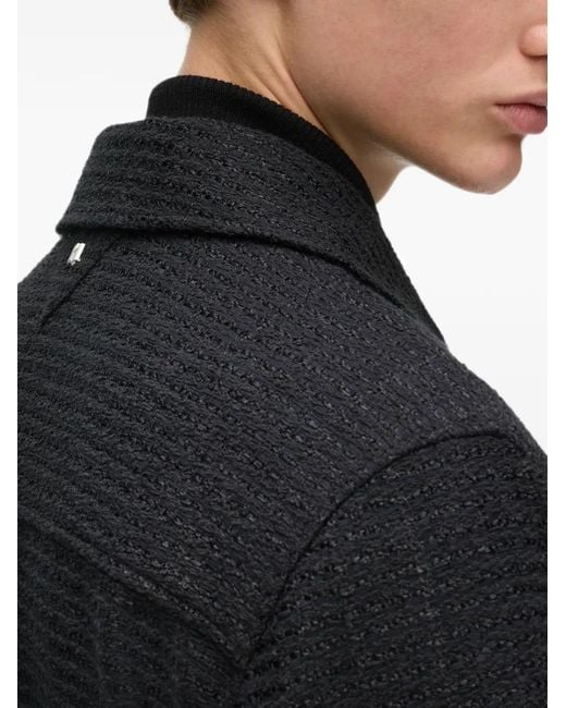 Karl Lagerfeld Black Bouclé Zip-Up Jacket for men